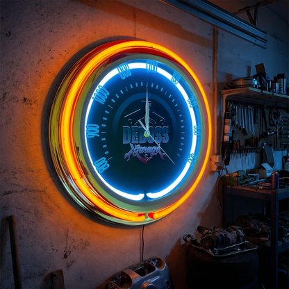 15" DG Emblem Double Neon Clock